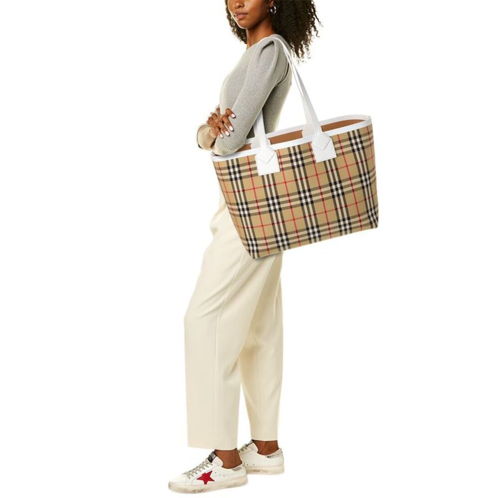 Burberry London Medium Check Canvas & Leather Tote - Picture 4 of 4